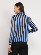 Satin Striped Top - Blue