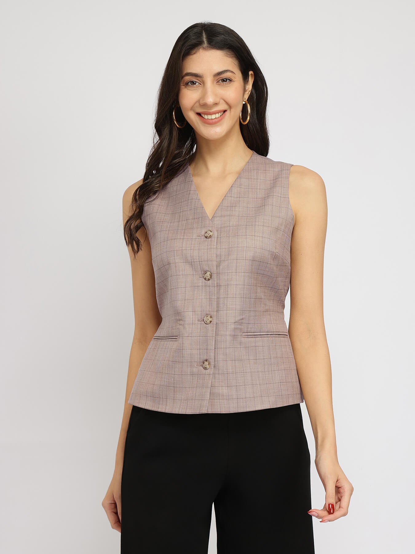 Checkered Waistcoat - Brown