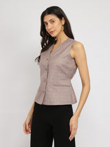 Checkered Waistcoat - Brown