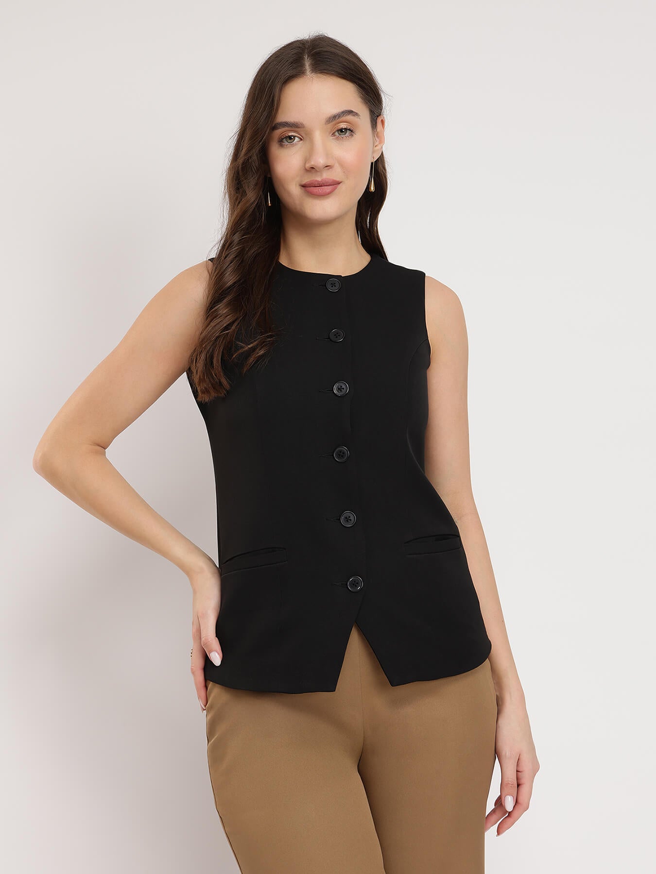 Princess Line Waistcoat - Black