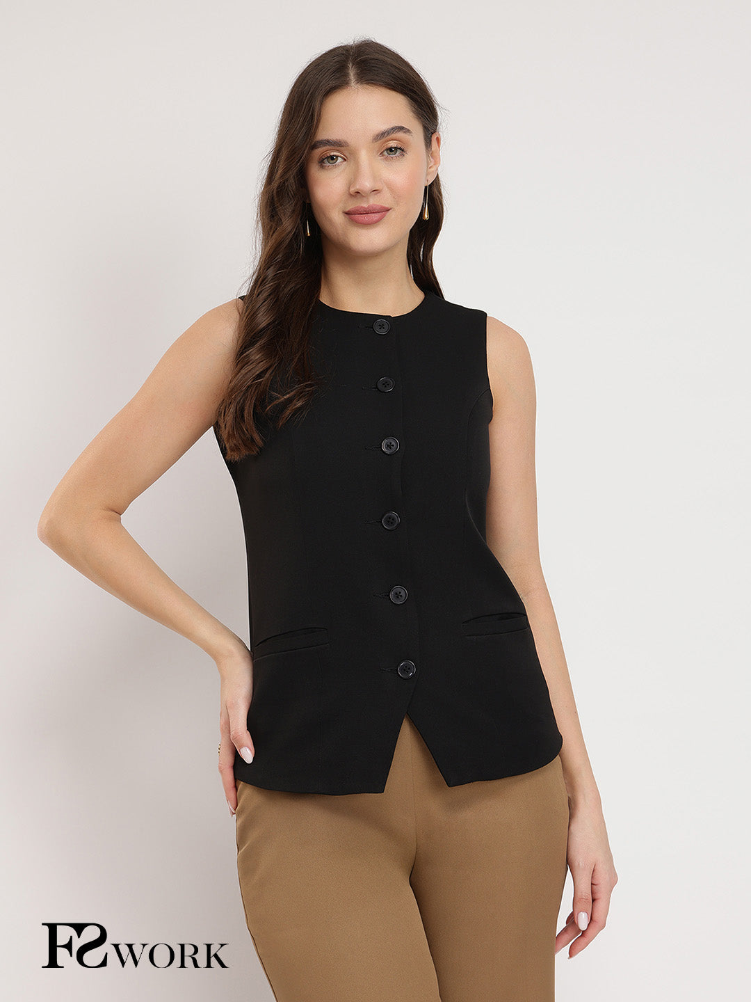 Princess Line Waistcoat - Black