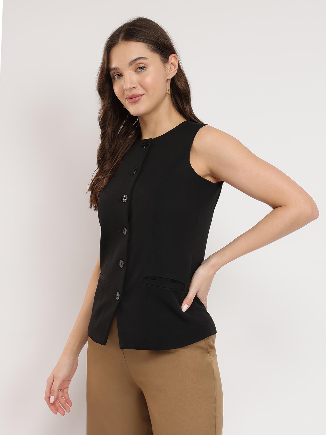 Princess Line Waistcoat - Black