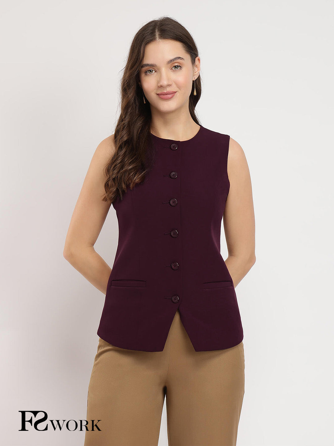 Princess Line Waistcoat - Maroon