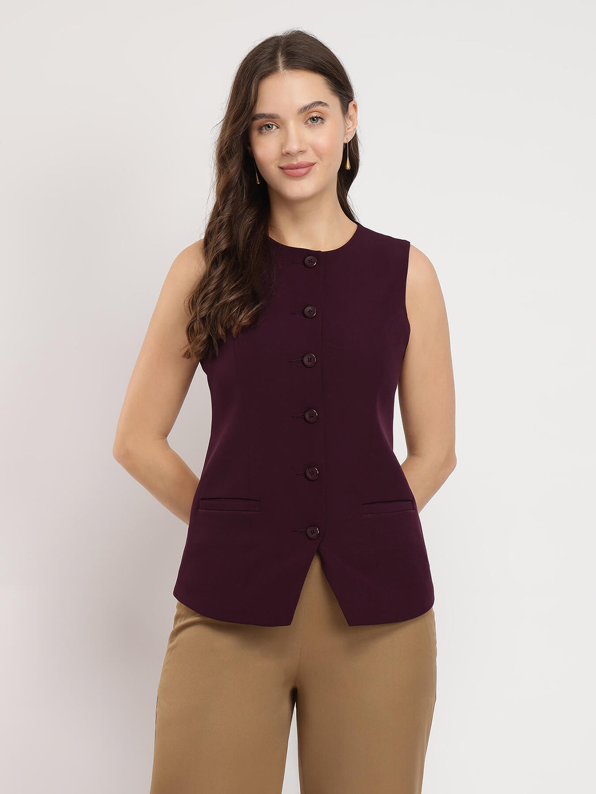 Princess Line Waistcoat - Maroon