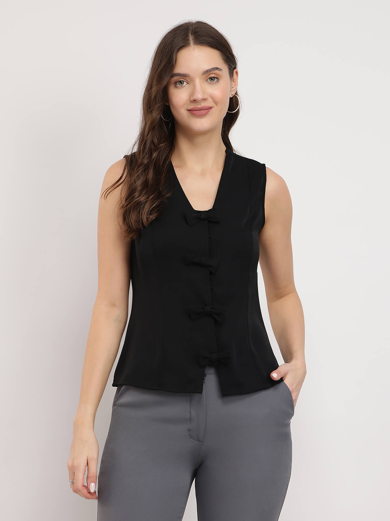 Bow Detail Waistcoat - Black