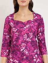 Sweetheart Neck Floral Top - Purple