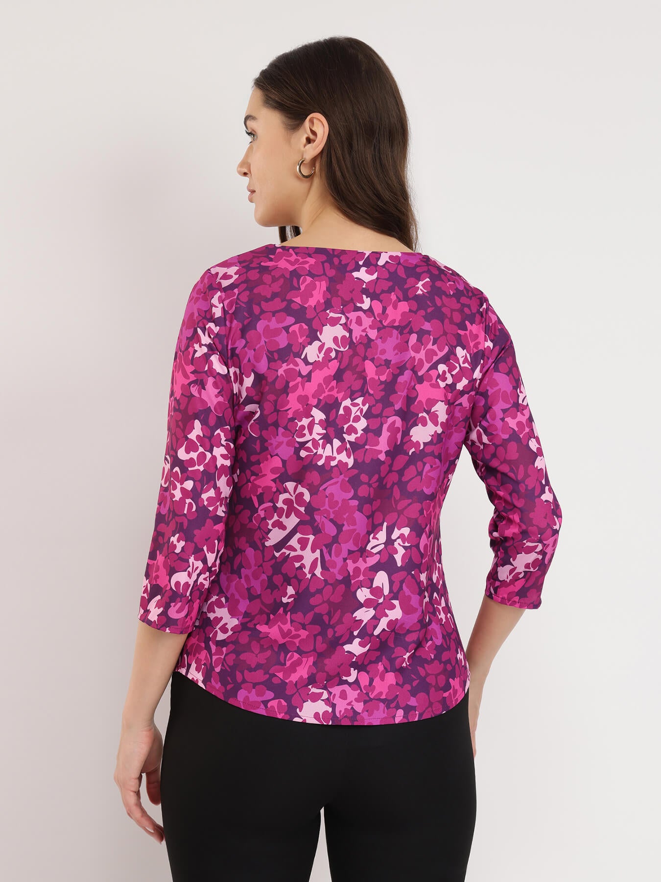 Sweetheart Neck Floral Top - Purple