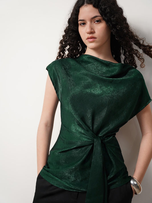 Cowl Neck Top - Green
