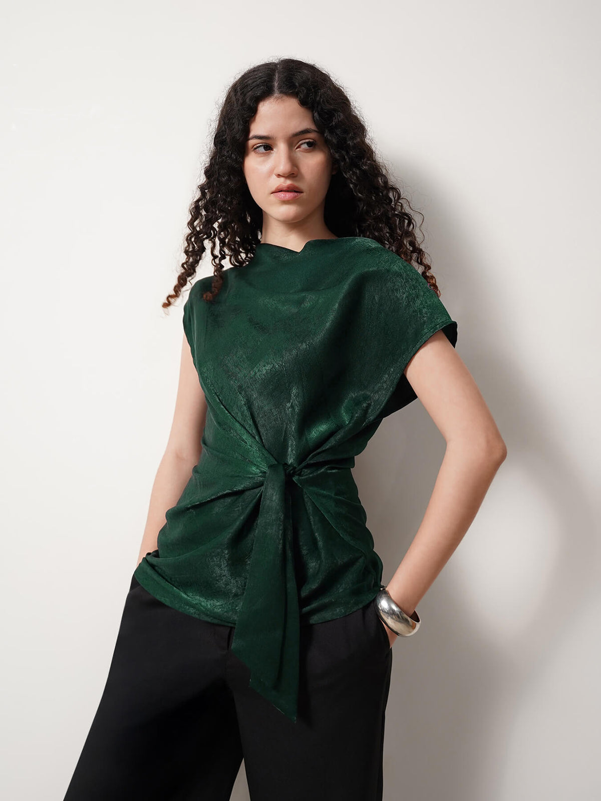Cowl Neck Top - Green