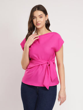 Stretchable Tie-up Top - Pink