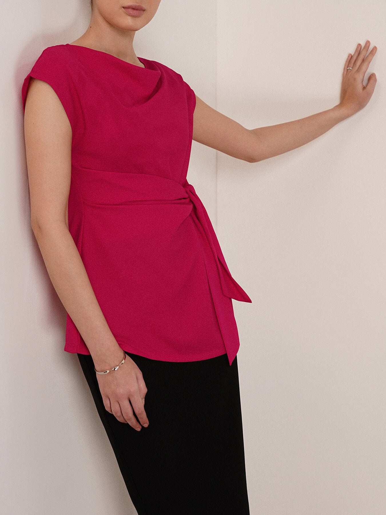 Stretchable Tie-up Top - Pink