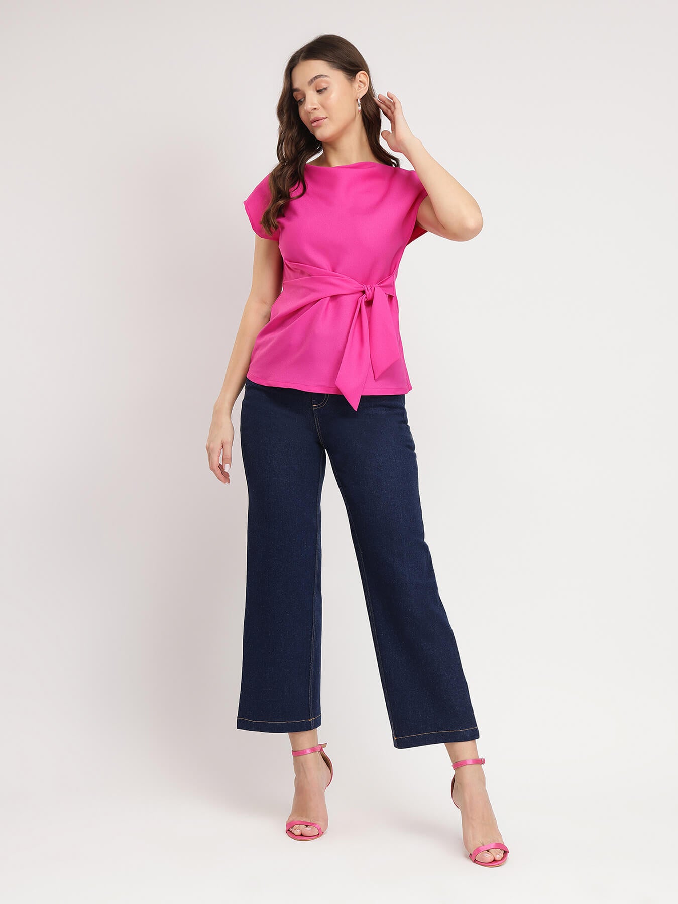 Stretchable Tie-up Top - Pink