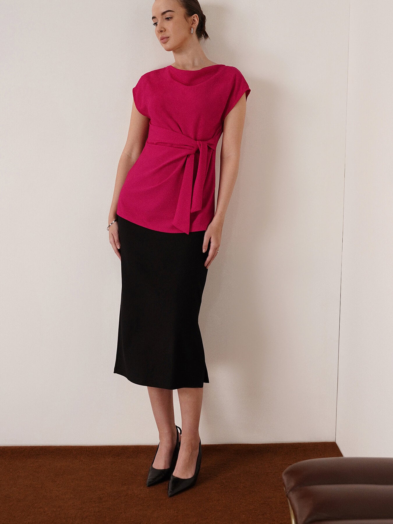 Stretchable Tie-up Top - Pink