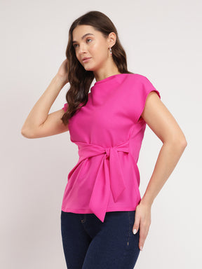 Stretchable Tie-up Top - Pink