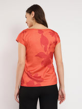 Stretchable Satin Tie Up Top - Orange