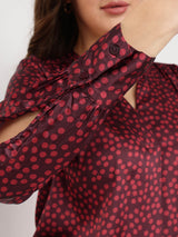 Satin Polka Top - Maroon