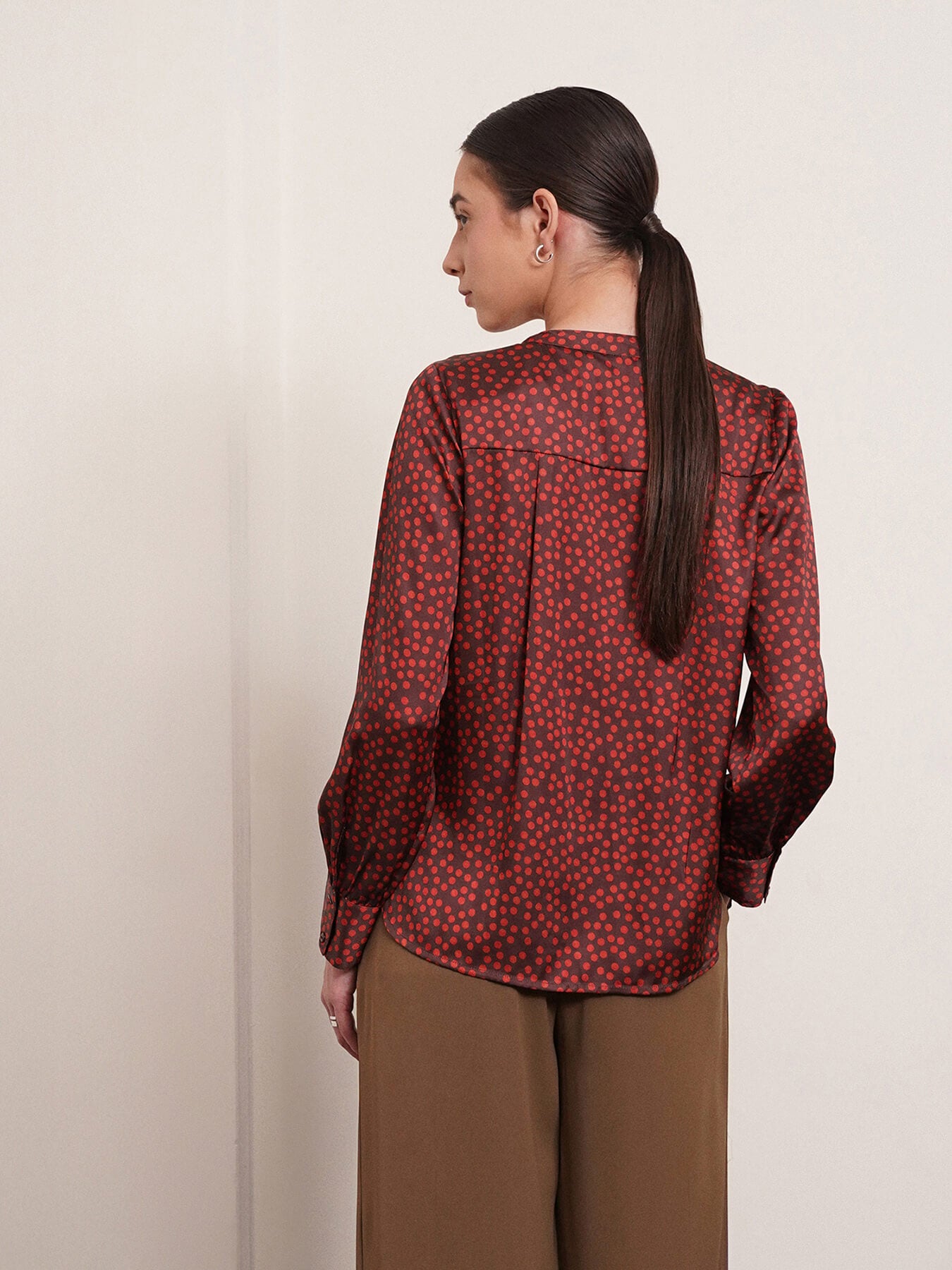 Satin Polka Top - Maroon