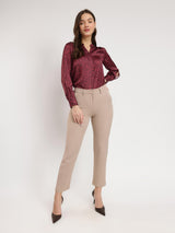 Satin Polka Top - Maroon