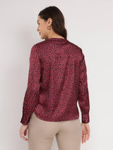 Satin Polka Top - Maroon