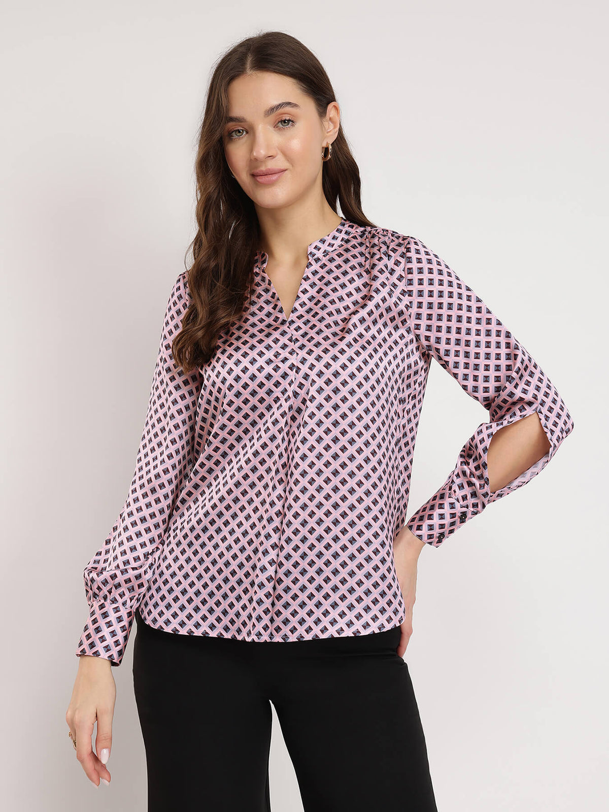 Satin Geometric Top - Multicolour