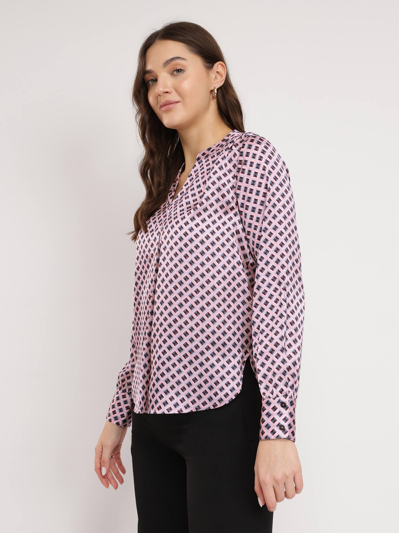 Satin Geometric Top - Multicolour