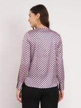 Satin Geometric Top - Multicolour