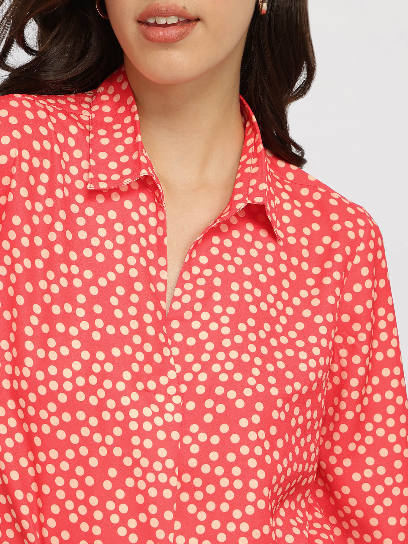 Polka Pleated Top - Orange