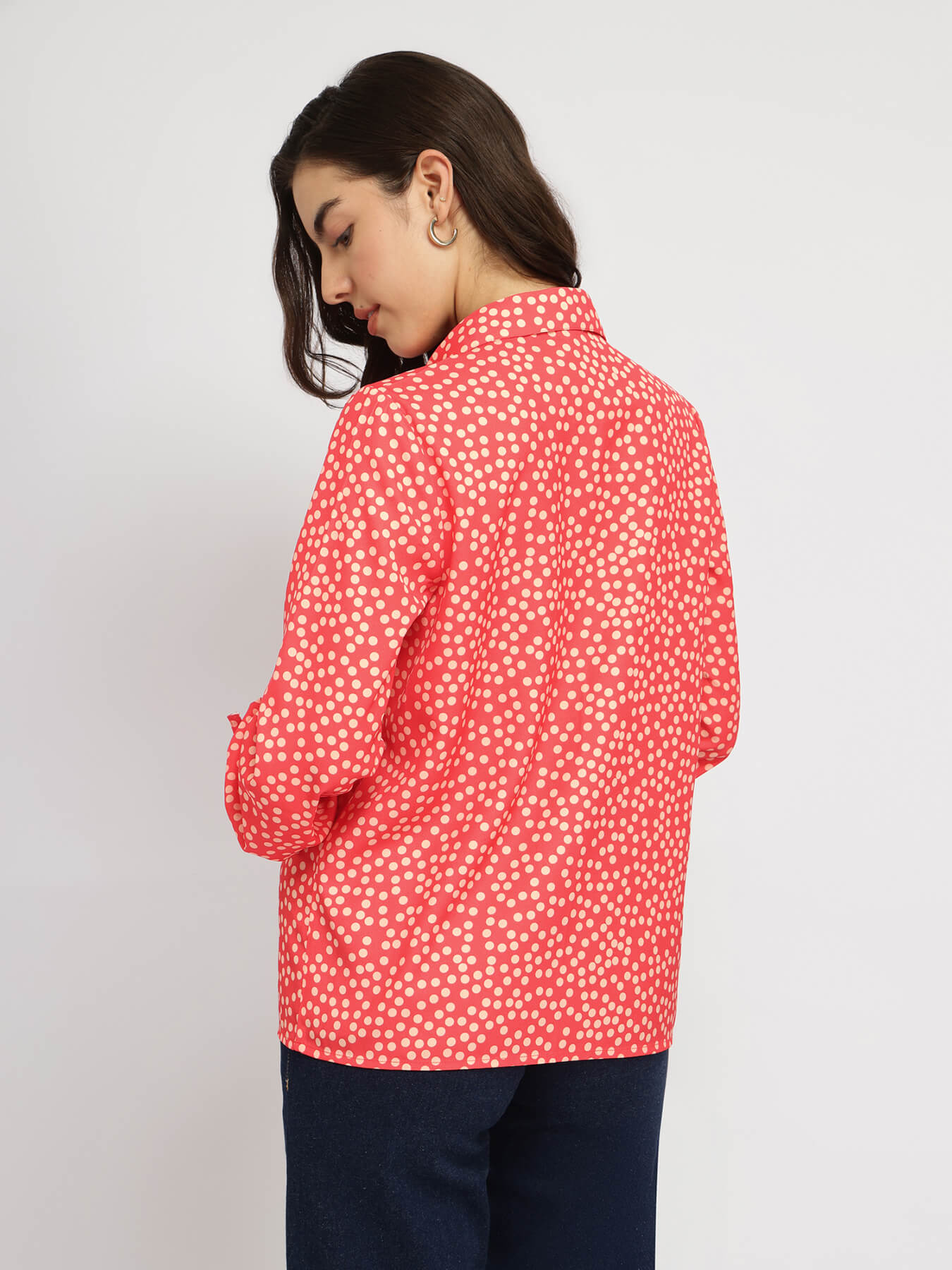 Polka Pleated Top - Orange