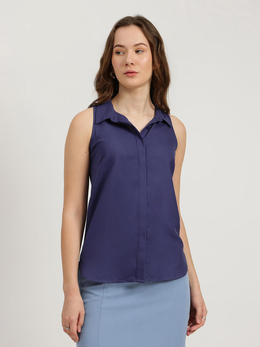 Buttondown Top - Peacock Blue