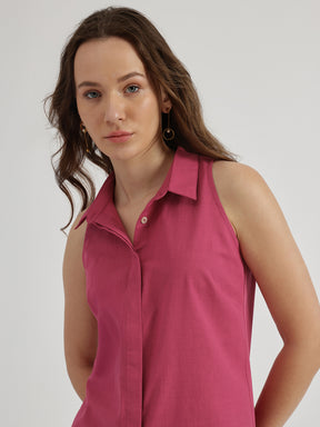 Button Down Top - Fuchsia