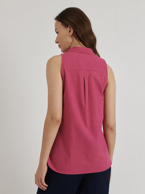 Button Down Top - Fuchsia