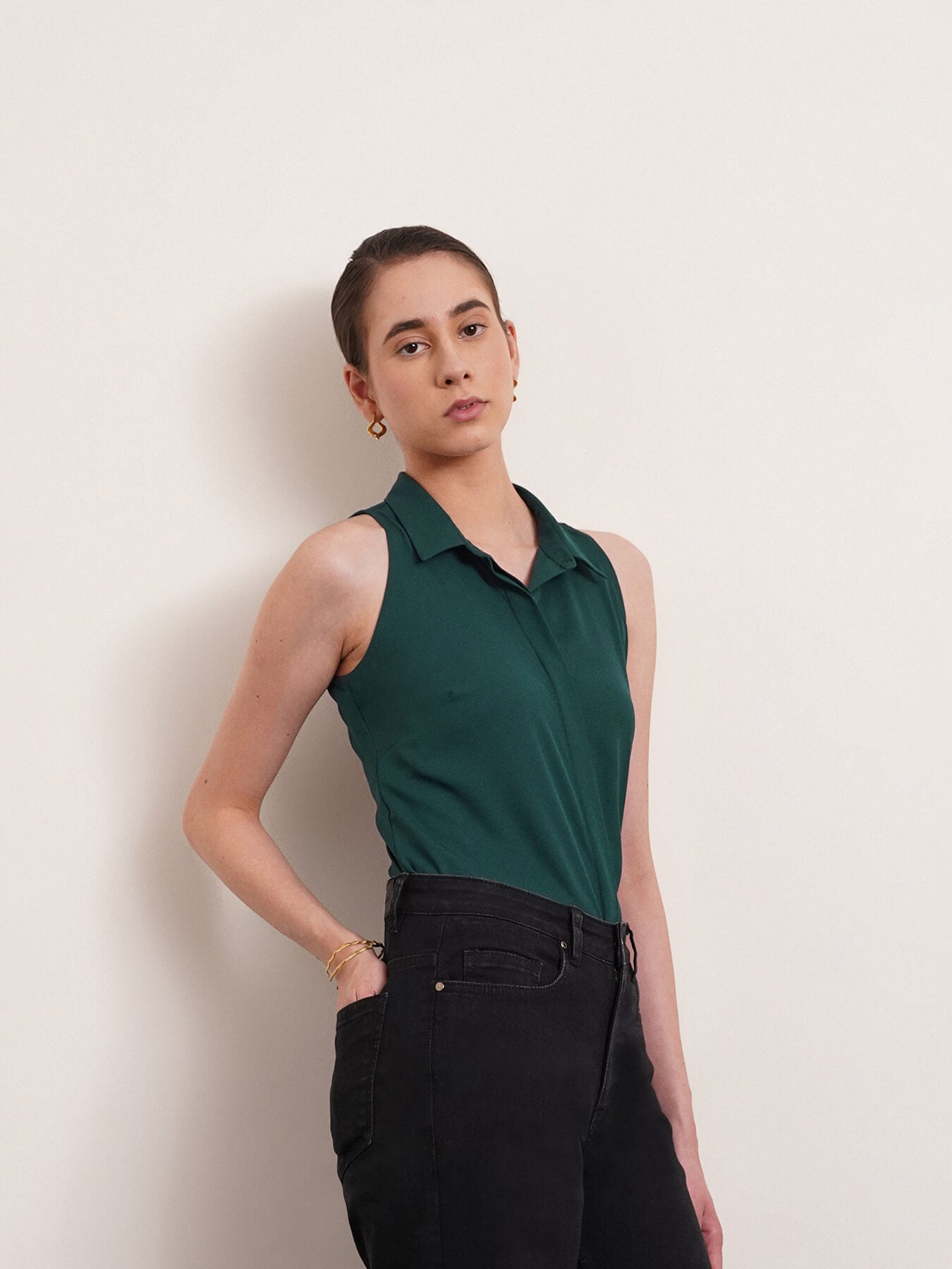 Button Down Top - Green