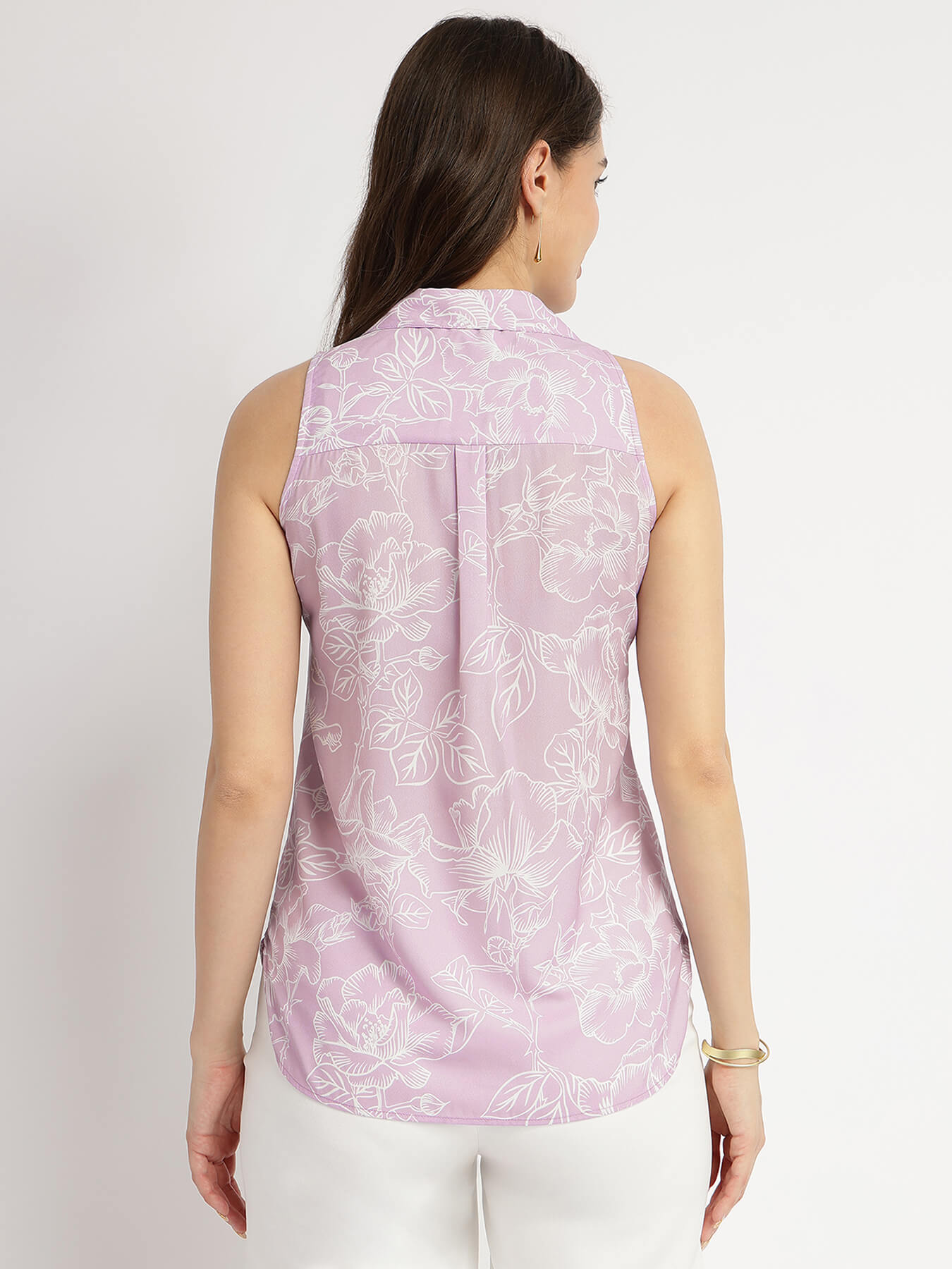 Floral Button Down Top - Lilac