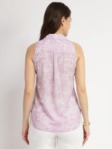 Floral Button Down Top - Lilac