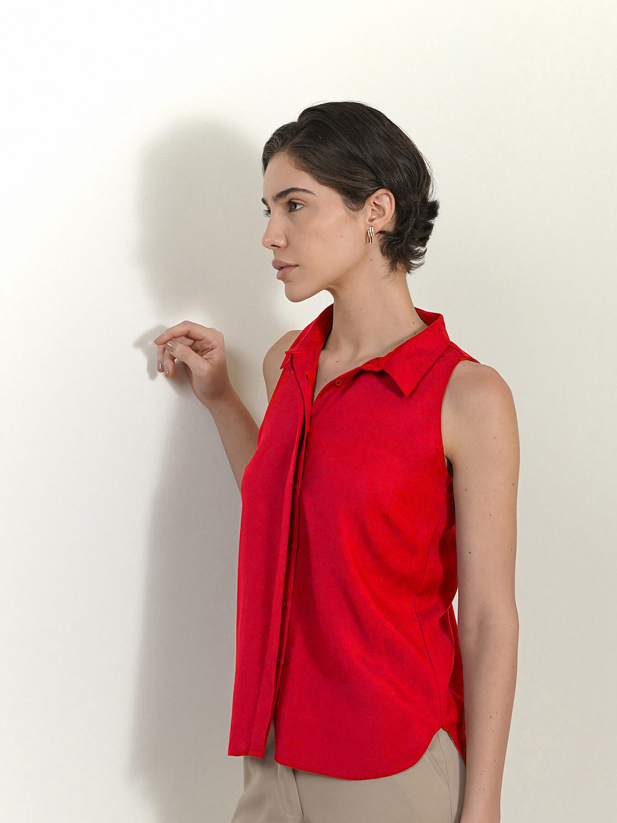 Shirt Collar Top - Red