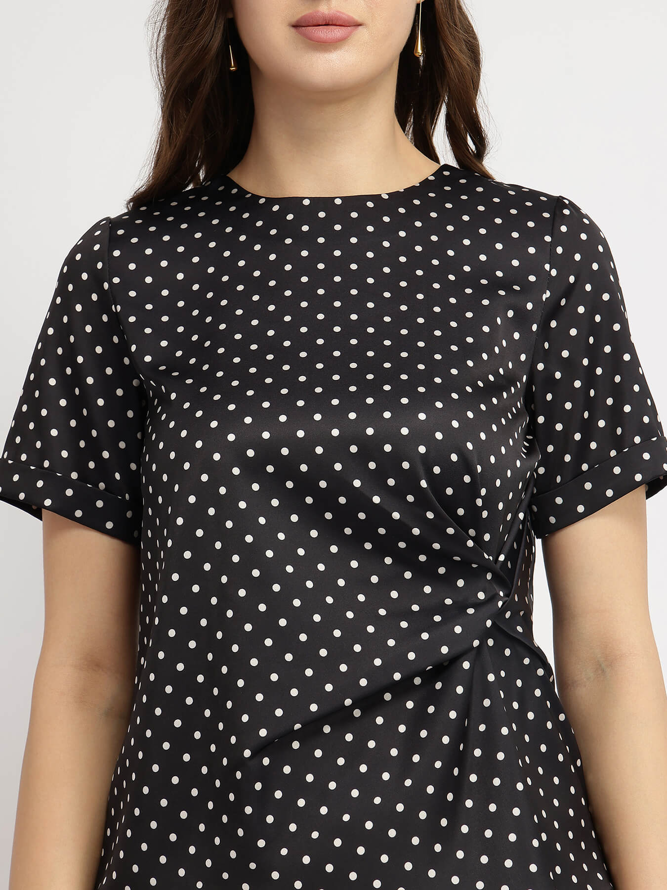 Satin Polka Dot Top - Black