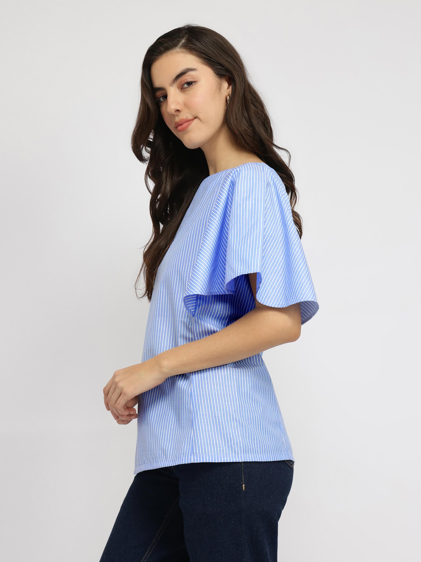 Cotton Striped Top - Blue