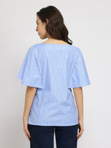 Cotton Striped Top - Blue