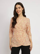 Wrap Pleated Top - Yellow