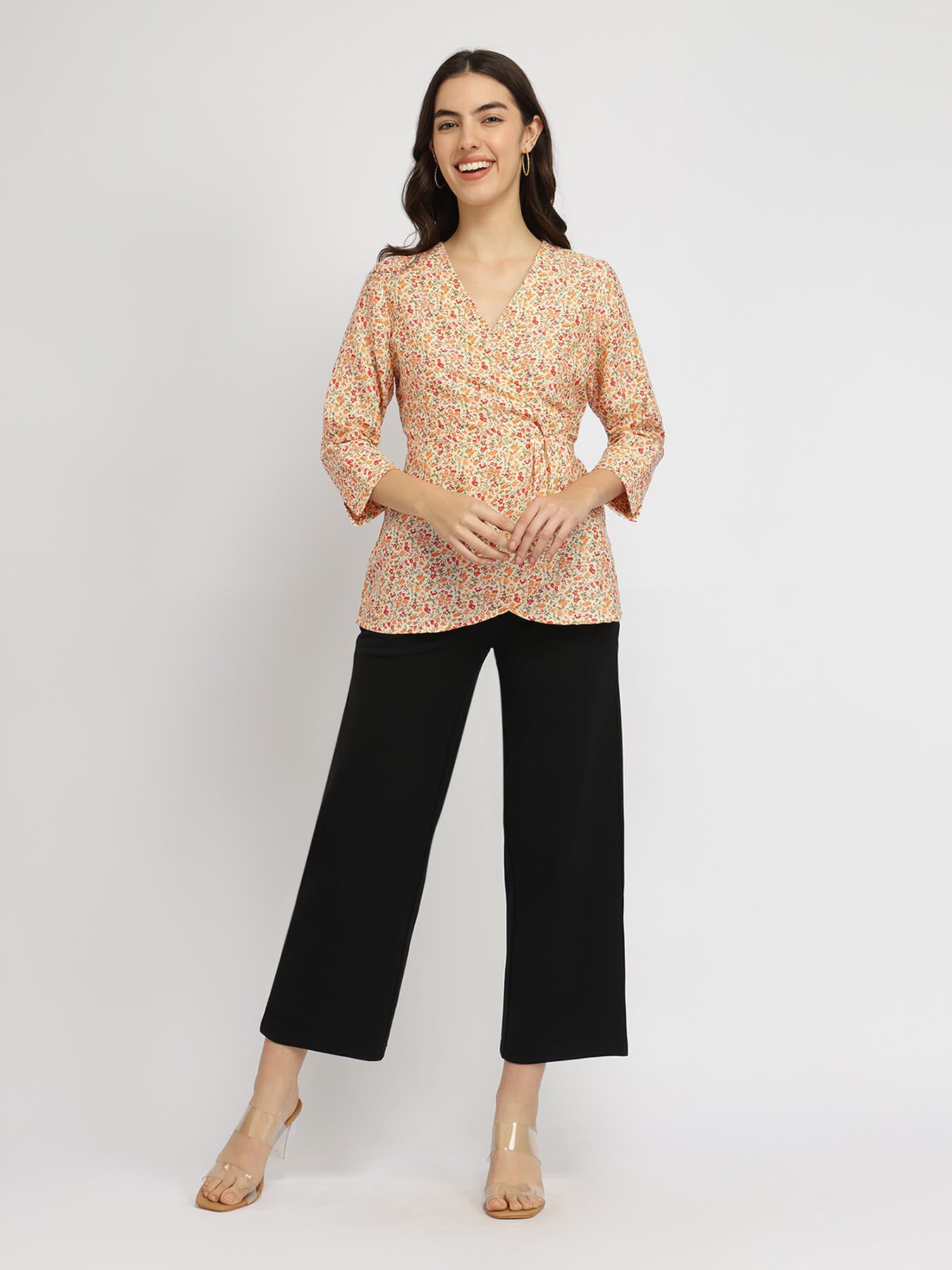 Wrap Pleated Top - Yellow
