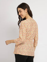 Wrap Pleated Top - Yellow