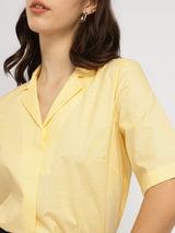 Cotton Notched Collar Top - Yellow