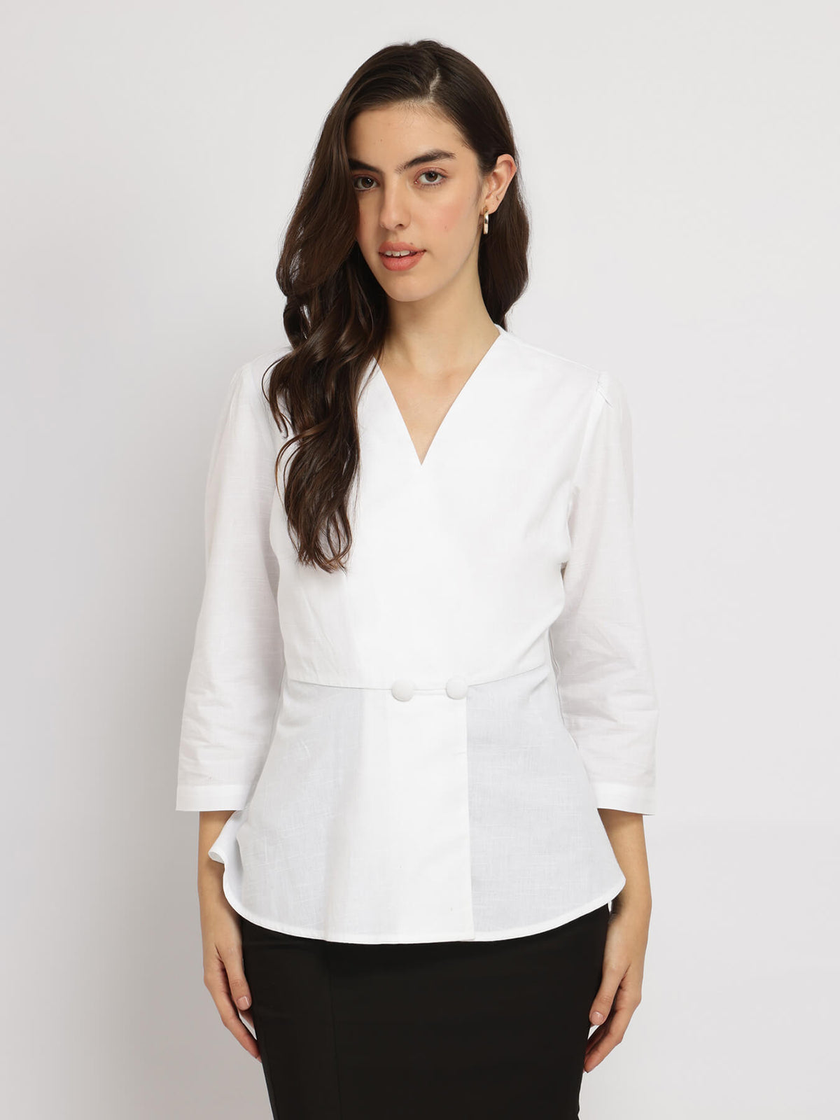 Cotton Wrap Top - White