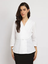 Cotton Wrap Top - White