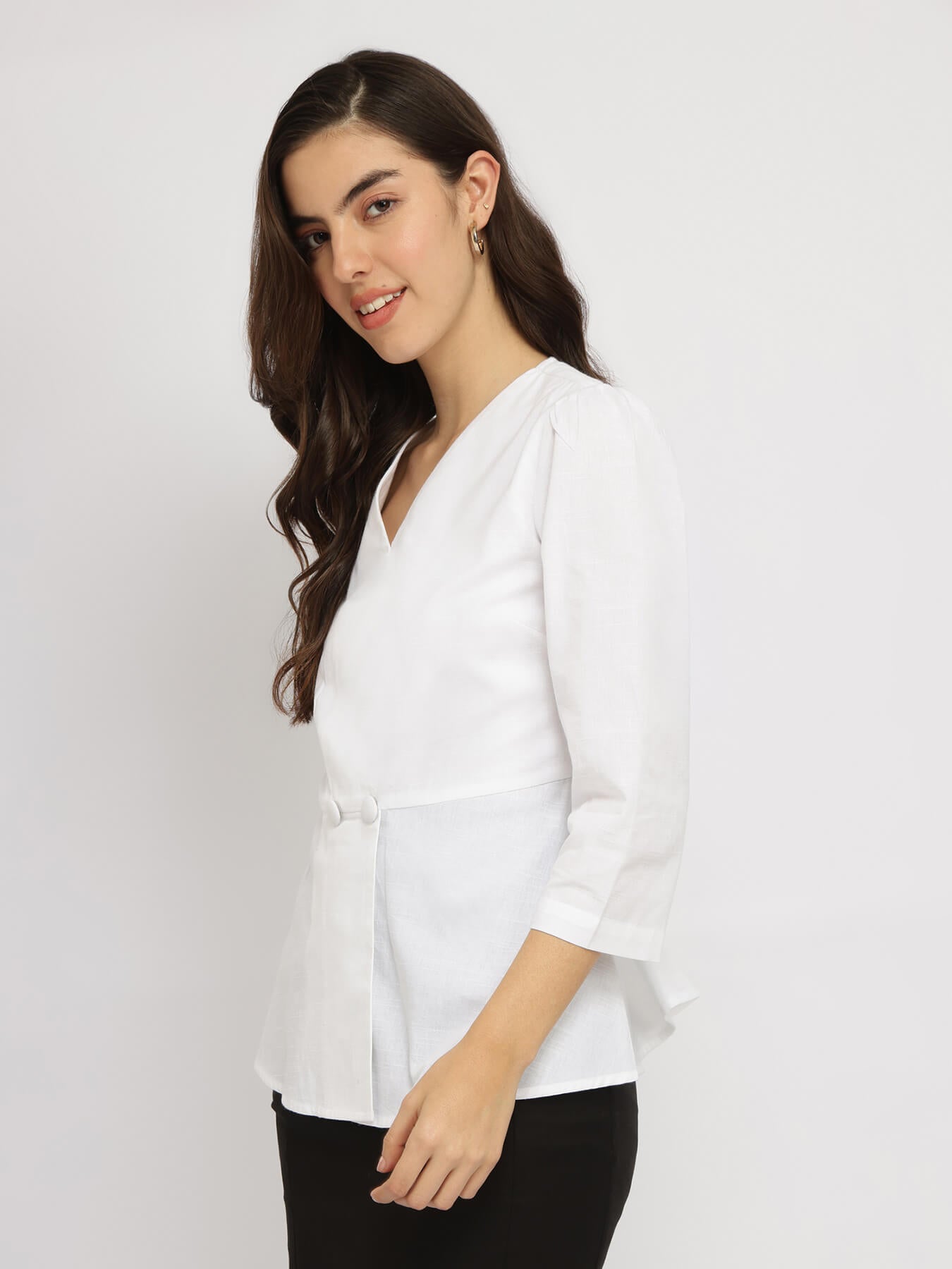 Cotton Wrap Top - White