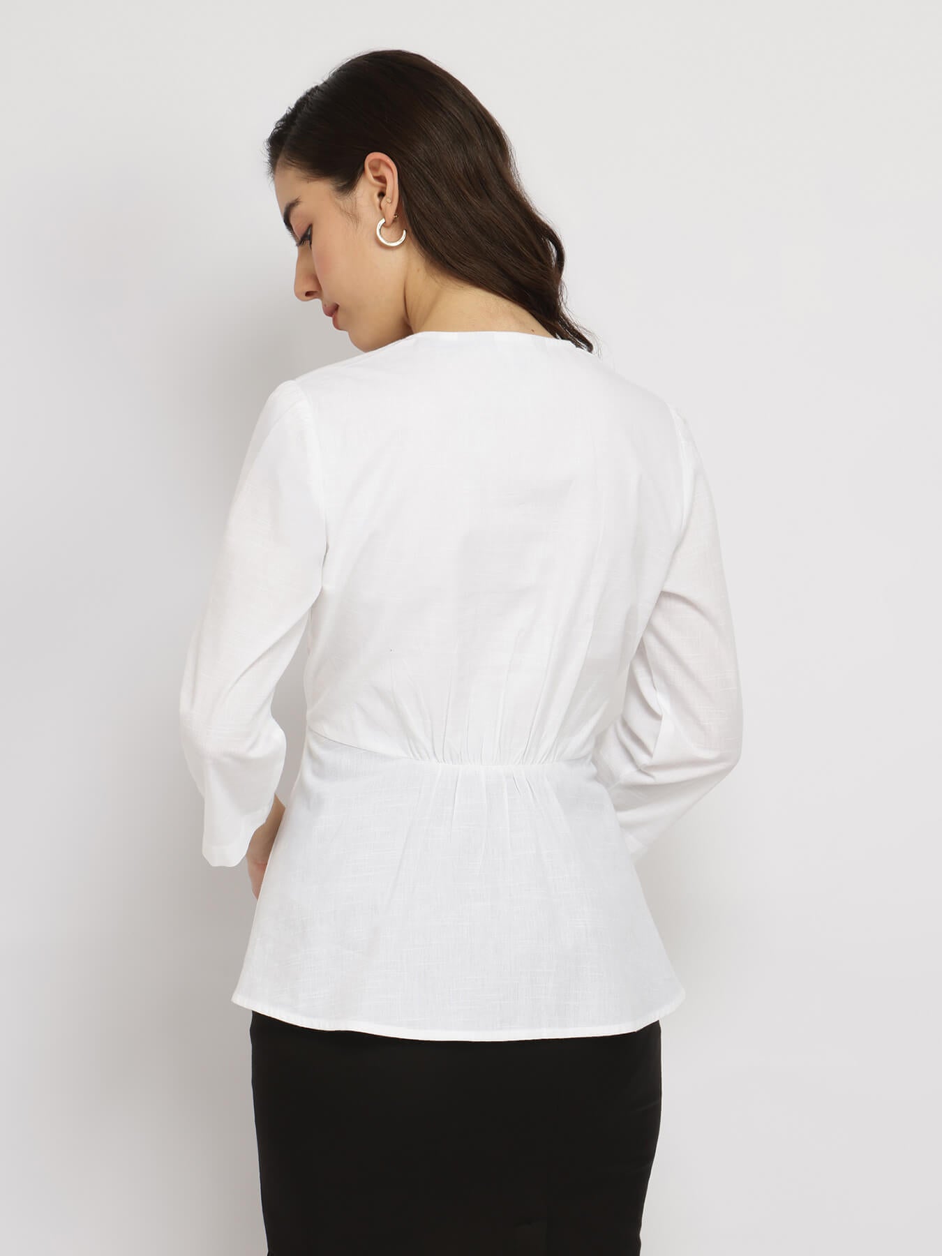 Cotton Wrap Top - White