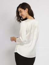 Satin Sweetheart Neck Top - Off White