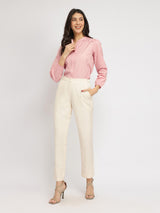 Cotton Mandarin Collar Top - Pink