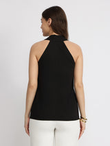 Cotton Halter Top - Black