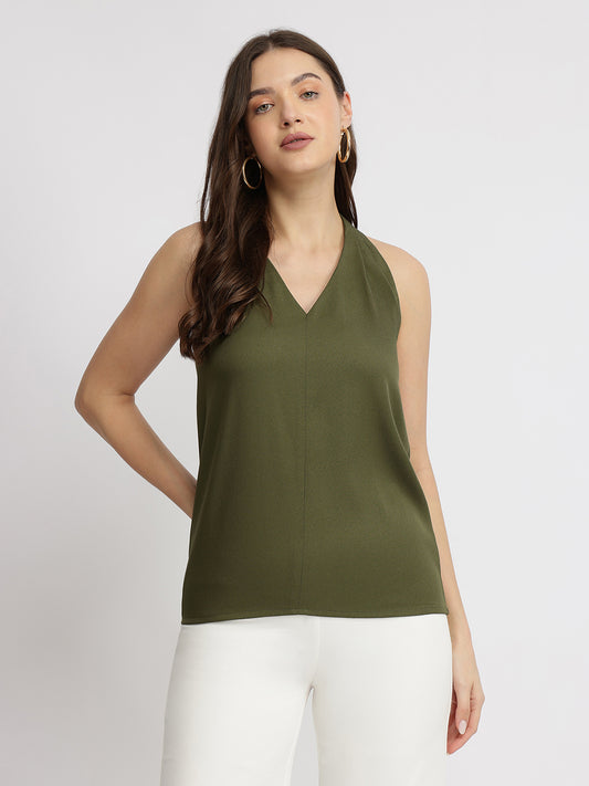 Halter Neck Top - Olive